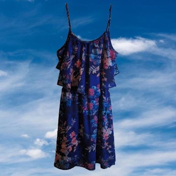 Xhilaration Med spaghetti straps adjustable polyester lined flowy spring dress - Picture 1 of 1